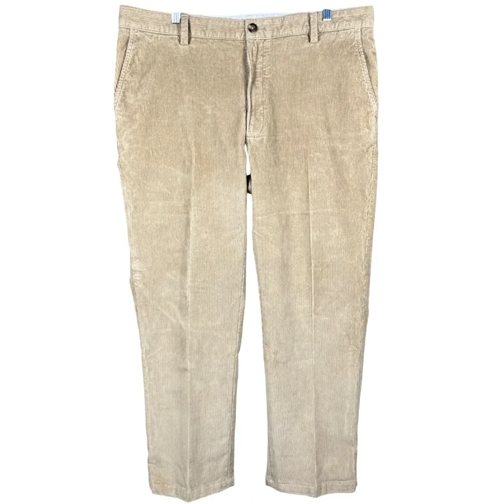 L.L.Bean Corduroy Pants Mens 38x30 Tan Classic Fit Stretch Trousers 502835